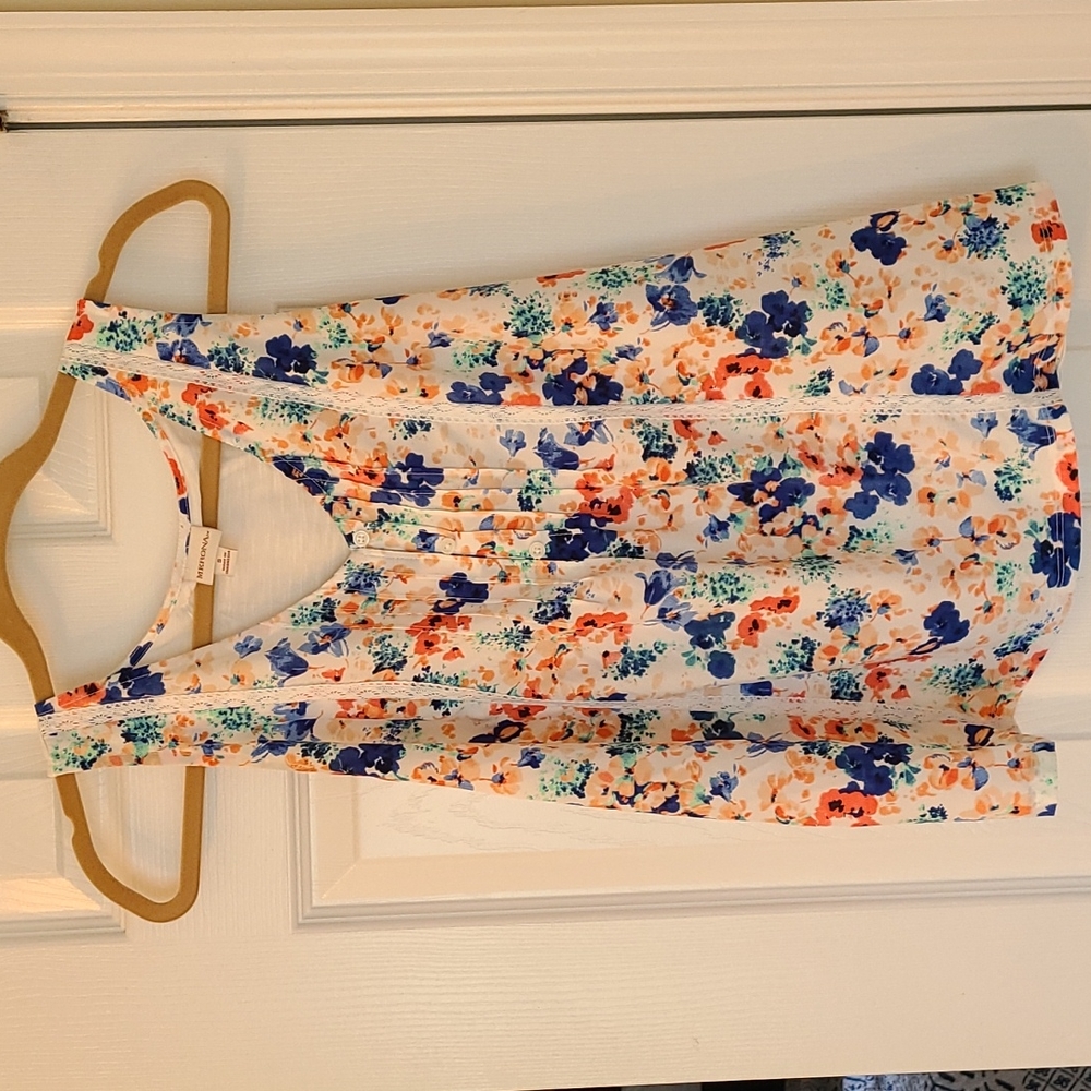 Mixed media floral tank